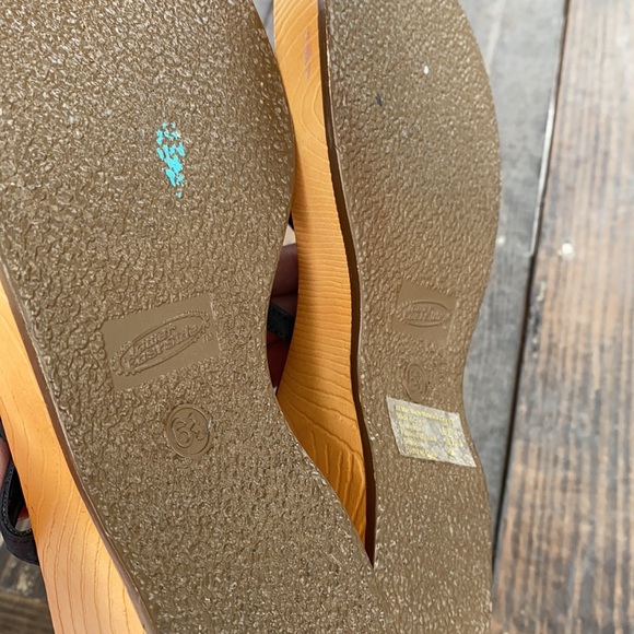 90's Lower East Side Chunky Wooden Sandals Y2K 6.5 - Picture 5 of 7